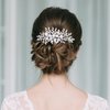 Oriamour Handmade Wedding Hair Comb Clip Rhinestone Bridal Hair Comb Piece, Hair Accessories for Brides Women (Silver)