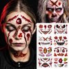 Coridy 8PCS Fake Scars Tattoo Temporary Halloween Makeup Kit for Adult Women Men Zombie Sticker Scary Prank Fake Stitches Horror Evil Smile for Women Cosplay Party