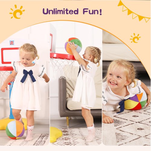 LINKBOY Colorful Soft Play Balls for Toddlers 1-4 | Indoor Basketball Toy for Babies and Kids | Size 3