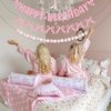 Pink Bow Birthday Party Decorations, Coquette Birthday Decorations Include Pink Bow Happy Birthday Banner Garland Party Tassel Pink Pom Pom Banner, Pink Bow Decorations