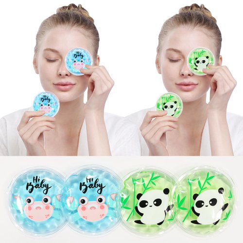 Gel Ice Pack Reusable, Cooling Eye Pads and Patches, Hot and Cold Eye Pads - Soothing, Revitalizing, Puffiness, Refresh, Relieves Stress, Relax, Relieves Puffiness and Tension(2 Crabs+2 Pandas)