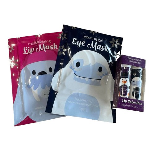Generic Groovy 3 Piece Self Care Pack Including Moisturizing Lip Mask, Cooling Gel Eye Masks, & Lip Balm Duo in Sugared Citrus & Warm Vanilla