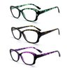 EYE ZOOM 3 Pack Stylish Cat Eye Style Reading Glasses for Women, Tortoise, 1.25