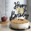 Black Gold Glitter Happy 70th Birthday Cake Topper,Happy 70 Birthday Cake Decoration for 70 & Fabulous Birthday,Hello 70 Party Anniversary Party Cake Decorations Supplies