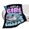 Just A Girl Who Loves Sharks Blanket Cute Shark Decor Throw Blanket Gifts for Girls Boys Shark Lover Super Warm Soft Plush Lightweight Fleece Flannel Bedding Blanket for Kids Adult Men Women 50"X40"