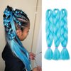 VOKEYLA Blue Braiding Hair Braid in Hair Extensions for Twist Braid 3 Pack Braiding Hair High Temperature Synthetic Fiber Light Blue Jumbo Braid for Women (Color:Azure Blue)
