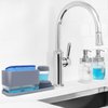 4 in 1 Dish Soap Dispenser and Sponge Holder Set for Kitchen Sink with Soap Dispensing Dish Brush, Sink Tray, Scrub Sponge, Brush Head