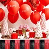 6 Pack 29x108 Inch Metallic Foil Fringe Table Skirts Banner for Tinsel Streamer Garland Curtains Backdrop for Parade Floats Casino Viva Las Vegas Game Night Birthday Party Decorations(Black Red)
