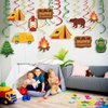 30CT Camping Hanging Swirl Party Decorations, Happy Camper Foil Swirls Camping Adventure Ceiling Streamers, Camping Theme Party Supplies Birthday Decoration for Kids Adults Baby Shower