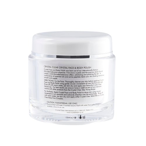 Crystal Clear Crystal Face & Body Polish - Exfoliating Scrub with Micro Crystals and Sea Salt - Face and Body Scrub - Anti Aging Exfoliator