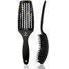 Inatekpro Curved & Vented Detangler Boar Bristle Brush - All Hair Types, Wet & Dry, for Kids, Women & Men