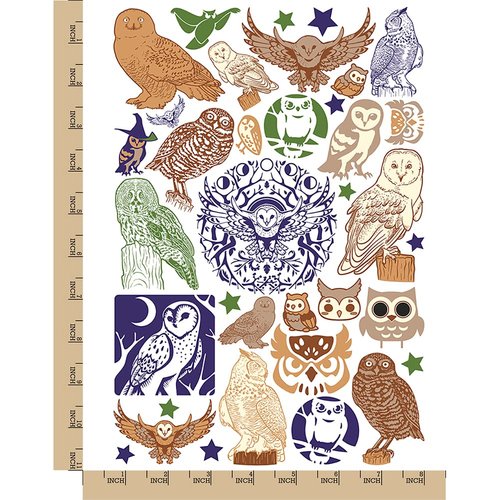 Owls Give a Hoot Temporary Tattoo Water Resistant Fake Body Art Set Collection - Color (One Sheet)