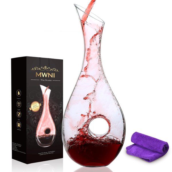 Wine Decanters and Carafes by MWNI-1.2 Liters Lead-Free Crystal Wine Decanter Set,Used as Wine Aerator Decanter,Wine Carafe Decanter,Red Wine Decanter, Glass Decanter Wine Accessories, Wine Gifts