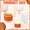 Sunnyray 48 Sets Basketball Hoop Snack Cups with Cards Basketball Party Supplies Paper Basketball Cups Disposable 8 oz Treat Food Bowls for Basketball Party Decorations Birthday Party Favors