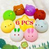 6 Pcs Mochi Squishy Toys for Kids Party Favors, Mini Round Animals Toys Kawaii Squishies for Classroom Prizes, Easter Basket and Goodie Bag Stuffers, Stress Balls Fidget Toys Bulk for Kids