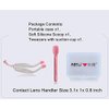 AITIME Soft Contact Lens Insertion and Removal Tool Set - Contact Lens Handler Device Includes Tweezers and Soft Silicone Scoop, Contact Lenses Removers for Travel Home Use (Pink)