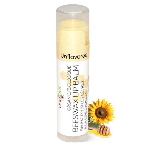 OneRoot - 100% Organic Beeswax Lip Balm, Unflavoured Lip Moisturizer for Dry & Cracked Up Lips, Coconut Oil, Vitamin E & Rosemary Extract, (0.15oz)