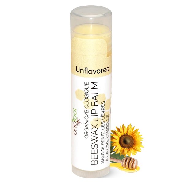 OneRoot - 100% Organic Beeswax Lip Balm, Unflavoured Lip Moisturizer for Dry & Cracked Up Lips, Coconut Oil, Vitamin E & Rosemary Extract, (0.15oz)