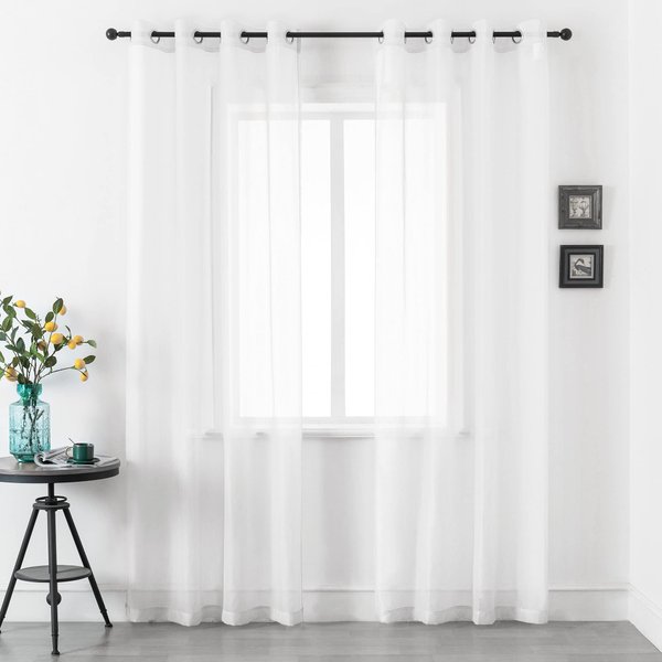 108 Inch Sheer Curtains for Living Room Bedroom Apartment Window 2 Panels Grommet Voile Drape Semi Sheer Curtain for Wedding Baby Shower Party Backdrop Outdoor White 52X108 Inches 9 FT Extra Long