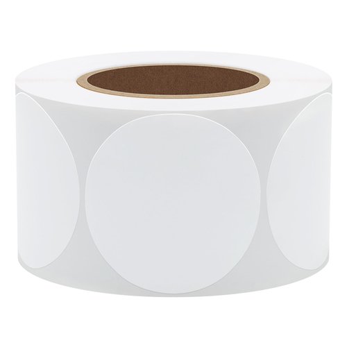 Hybsk 2 inch Circle Color Direct Thermal Stickers Shipping Labels for Barcodes,Name Tag,DIY Logo Design,QR Code,Inventory– Compatible with Zebra,Rollo,Munbyn,and More-750 pcs (2 inch,White)