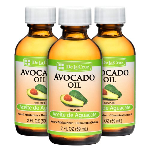 De La Cruz Avocado Oil - Expeller Pressed Pure 100% Avocado Oil for Hair and Body - Lightweight Body Oil for Dry Skin - 2 FL. OZ. (3 Bottles)