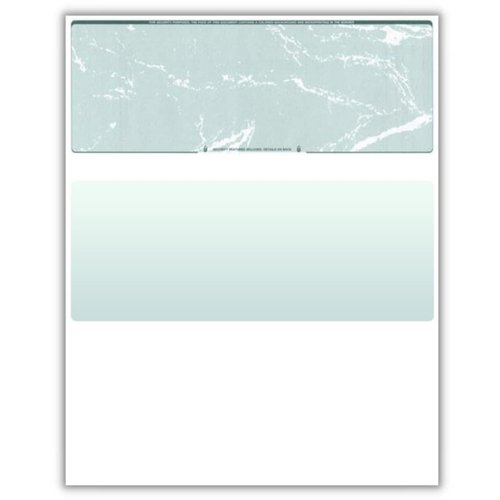 Blank Check Paper, Computer Checks Compatible with QuickBooks and Any Laser Printer, Secure Check on top Voucher on Bottom (50 Blank Checks, Green Marble)