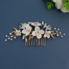 Soulshow New Soft Material Polymer Clay White Flower Wedding Hair Accessories Handmade Pearl Gold Wedding Hair Comb Bridal Hair Accessories