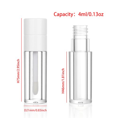 COSIDEA 20pcs Round 4ml 0.13oz White Empty lip gloss tubes with wand Lipgloss tube containers for lip oil packing