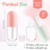 BOSMIOW 20pcs 5ml Mini Clear Plastic Lip Gloss Tubes Empty Capsule Shaped Lip Balm Bottle Travel Size Lipstick Tubes,DIY Lip Gloss Container Vials with Wand Brush,2Colors