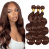 Color #4 Bundles Dark Brown Body Wave Human Hair Bundles Brazilian Unprocessed Virgin Hair 3 Bundles 8 10 12 Inch Chocolate Brown Bundles Human Hair Color #4 Body Wave Bundles Hair Weave