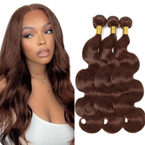 Color #4 Bundles Dark Brown Body Wave Human Hair Bundles Brazilian Unprocessed Virgin Hair 3 Bundles 8 10 12 Inch Chocolate Brown Bundles Human Hair Color #4 Body Wave Bundles Hair Weave