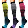 Double Couple 3 Pairs Compression Socks for Women Men 20-30mmhg Knee High Stocking for Sports Running Travel Nurses Pregnancy