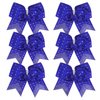 8 Inch Cheerleader Bows Ponytail Holder with Bling Fling Rhinestones Hair Tie Cheerleading Bows 6 Pcs (Royal Blue)