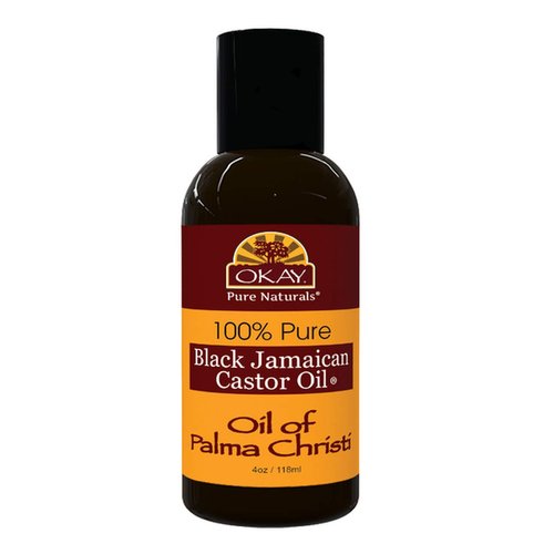 OKAY Pure Naturals Black Jamaican Castor Oil - Castor Oil for Hair Growth, Moisture for Skin, Face, Scalp, Eyelashes, Eyebrows, Hair Oil for Men & Women - 4 Oz