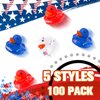 Sratte 50 Pcs Patriotic Rubber Ducks 2'' Blue Red White Mini Ducks in Bulk for USA Memorial Day Independence Day Party Favors Decor Supplies Star Rubber Ducks Baby Bath Toys for Kids Adults