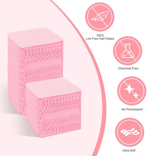 Lint Free Nail Wipes, 540PCS Nail Supplies Nail Polish Remover Wipes, Super Absorbent Soft Nail Wipes for Fingernail Polish Remover and Eyelash Extension Wipes for Nail Art