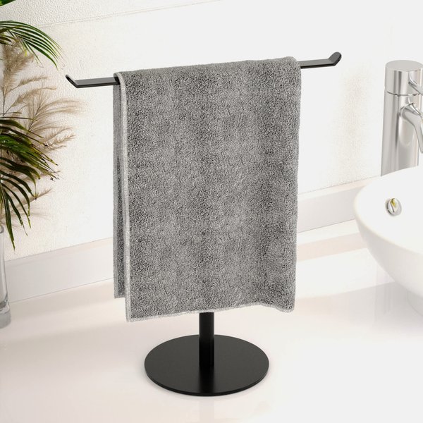 Towel Rack T-Shape Hand Holder for Bathroom,Headband and Lightweight Bathroom Racks,Kitchen Black Holder,Stainless Steel Waterproof Counter Organizer