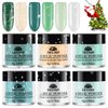 EBANKU 6 Christmas Colors Acrylic Powder, Green Acrylic Nail Powder Gold White Light Green Glitter Acrylic Powder for Nail Extension French Nail, Long-Lasting, No Nail Lamp Needed, 0.35 oz