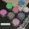 Reflective Glitter Powder Set, 8 Colors Sparkle Diamond Nail Glitter Dust, Silver Pink Purple Green Loose Glitter for Nails, Shiny Sugar Nail Powder Dipping Pigment, Nail Supplies