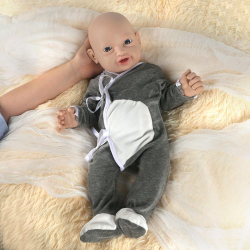 Vollence 12 inch Full Silicone Doll Boy Mouth Open Anatomically Correct with Feed Kit Accessories & Gift Box for Kids 3+ Or Reborners Collection - Boy