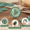 Moinchore 100 Pcs Wax Seal Stickers Rosemary Wedding Invitation Envelope Seal Self Adhesive Stickers Gold Sage Green Envelope Seals Stickers for Wedding Party Birthday Gift Wrapping(Sage Green)