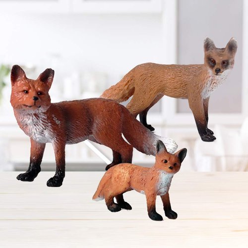 Toddmomy Fox Toy Figurine 3Pcs Animal Toys Plastic Fox Toys Wild Animal Figure Jungle Animal Fox Playset Cake Topper Fox Party Favors Educational Toy Christmas Birthday Supplies