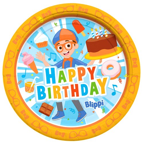 Treasures Gifted Officially Licensed Blippi Party Dinner Plates 24ct - 9 Inch Blippi Party Plates - Blippi Birthday Party Supplies - Blippi Paper Plates - Blippi Plates - Blippi Party Supplies