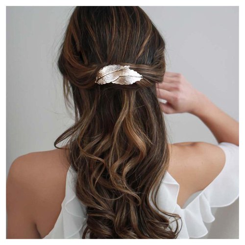 Andelaisi Vintage Gold Feather Leaf Hair Clips, Barrettes and Decorative Hair Accessories for Women and Girls