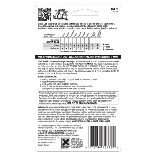 Super Glue Gel - 5 Mini Single Use Tubes