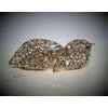 Generic Gold or clear leaf shaped crystal hair barrette clip bridal clip bridal (Primary color: Clear), 1 Count (Pack of 1)