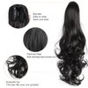 NJJYXH Ponytail Hair Extensions Natural Black Ponytail Clip in Claw Synthetic Hairpieces 20 Inch Wavy Curly Hair pieces for women