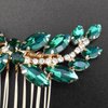 Sppry Rhinestone Hair Comb - Sparkly Hair Accessory for Bridal Women in Wedding Party(Green-Gold)