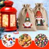 WenTao Christmas Gift Bags with Drawstring, 24PCS Christmas Jute Burlap Bags, 4 X 6 mas Gift Bags, Small Gift Bags Bulk Jute Burlap Bags for Candy Wrapper Xmas Party Favor Supplies
