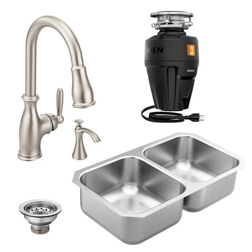 Moen Kitchen Sink Stainless Steel Basket Strainer with Drain Assembly, 3-1/2 Inch Sink Drain Stopper Plug, 22036